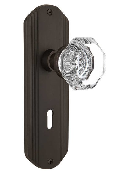 Streamline Deco Door Set With Waldorf Crystal Glass Door Knobs in Oil-Rubbed Bronze .
